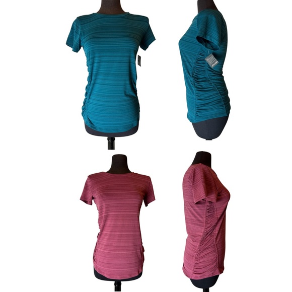 Eddie Bauer Tops - Two Short Sleeve Eddie Bauer NWT Bundle Ruched Tops Teal Rose Free Dry Medium